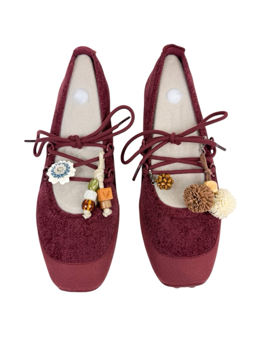 NEW Vivaia Cecily Square Toe Hybrid Mary Janes Burnt Russet Charm Set Size 39/ 8
